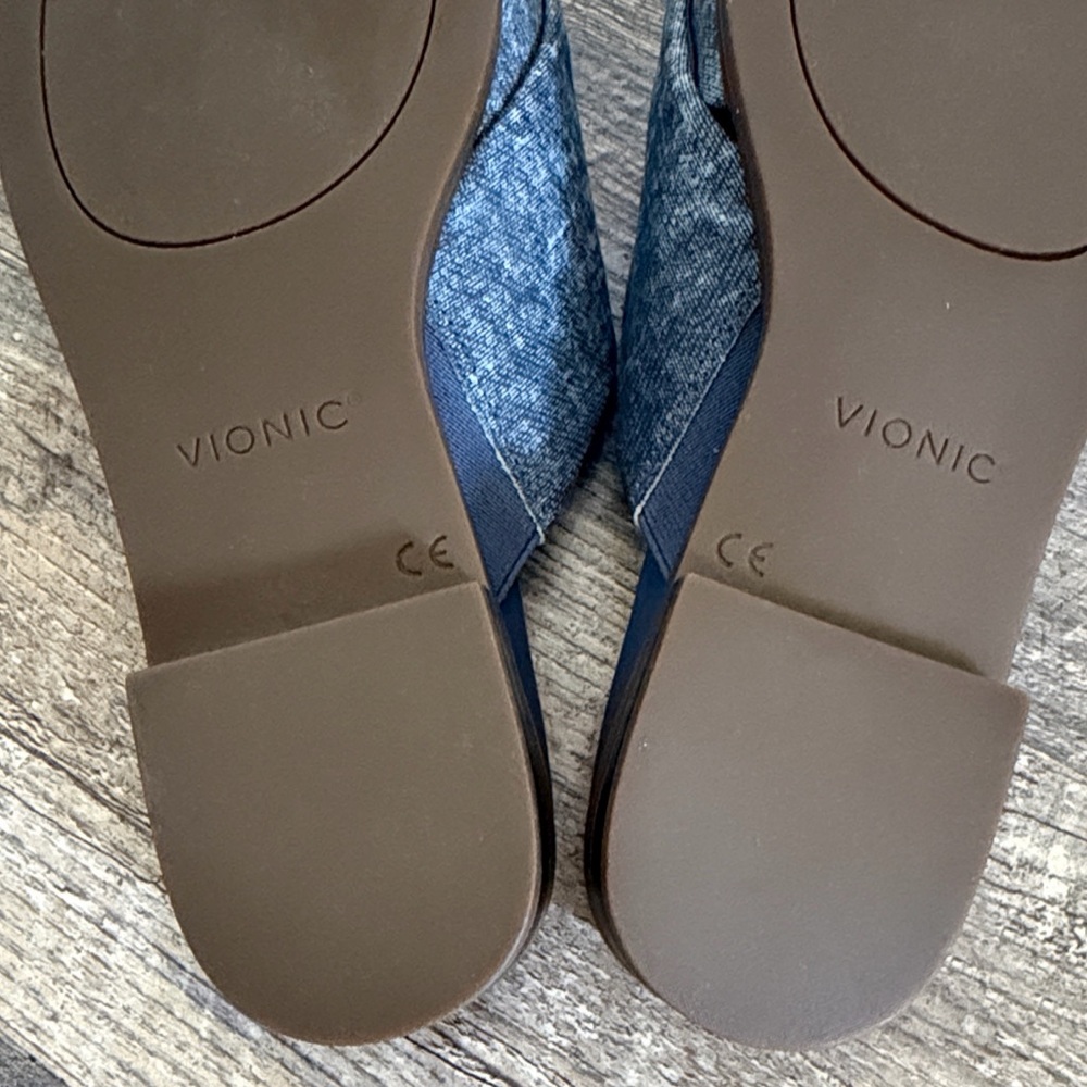 Vionic Women's US 6 Miramar Blue Denim Slip On Slide Sandal Contoured Comfort - Picture 8 of 10